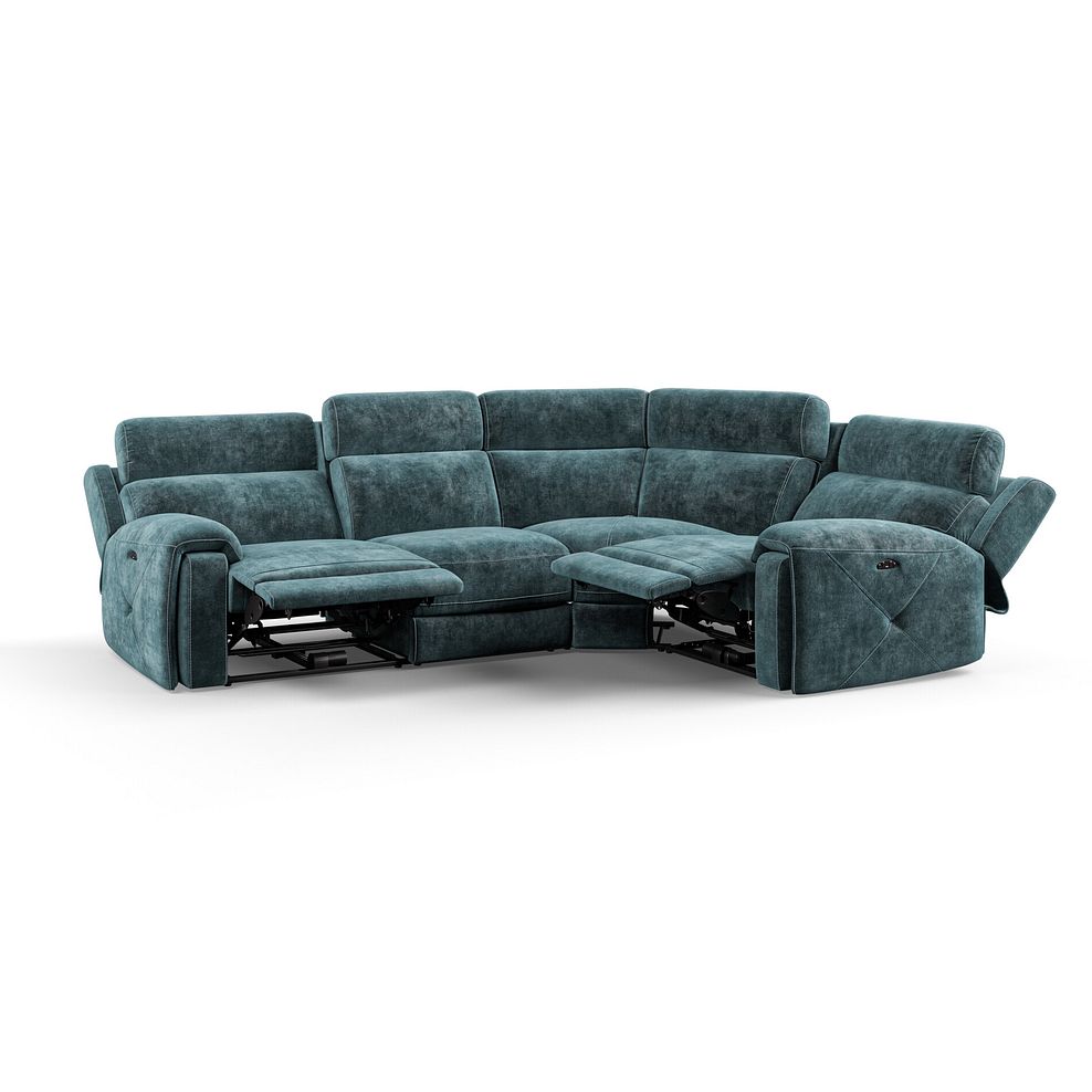 Leo Left Hand Corner Recliner Sofa with Adjustable Headrests in Descent Blue Fabric 4