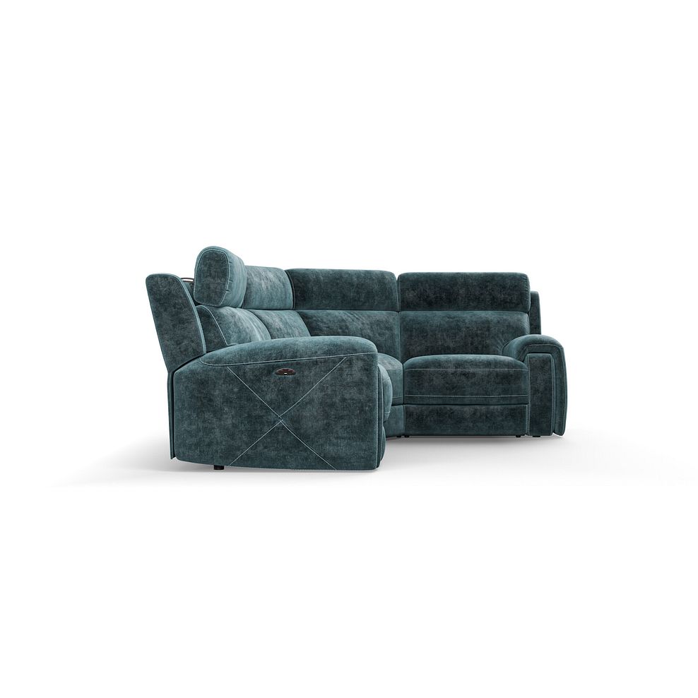 Leo Left Hand Corner Recliner Sofa with Adjustable Headrests in Descent Blue Fabric 7