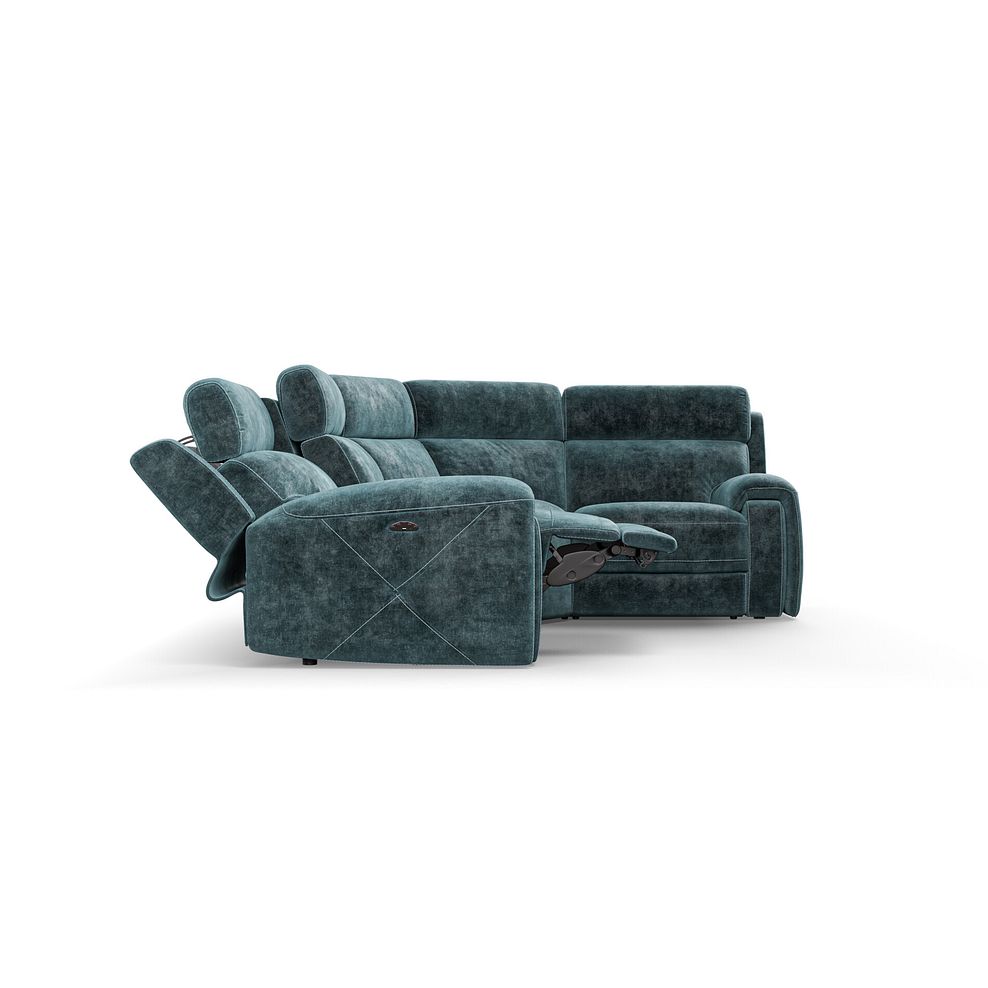 Leo Left Hand Corner Recliner Sofa with Adjustable Headrests in Descent Blue Fabric 8