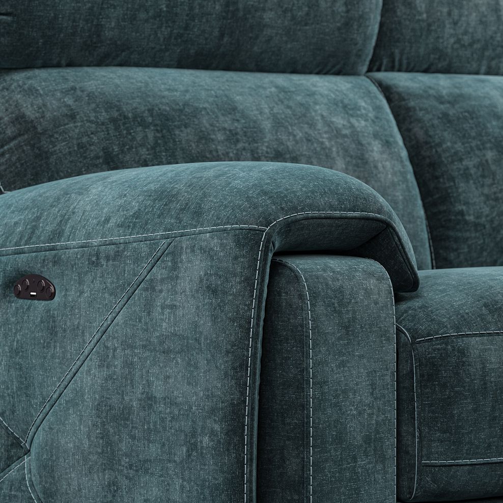 Leo Left Hand Corner Recliner Sofa with Adjustable Headrests in Descent Blue Fabric 11