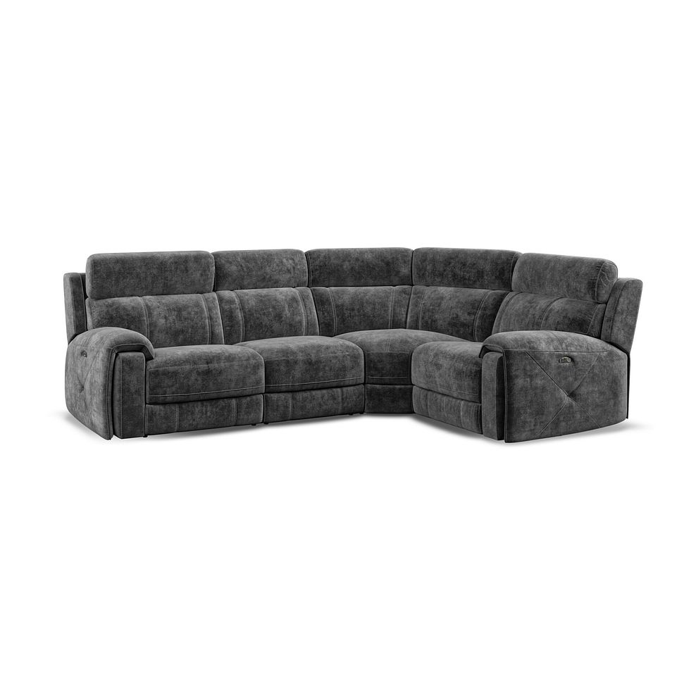 Leo Left Hand Corner Recliner Sofa with Adjustable Headrests in Descent Charcoal Fabric Thumbnail 1