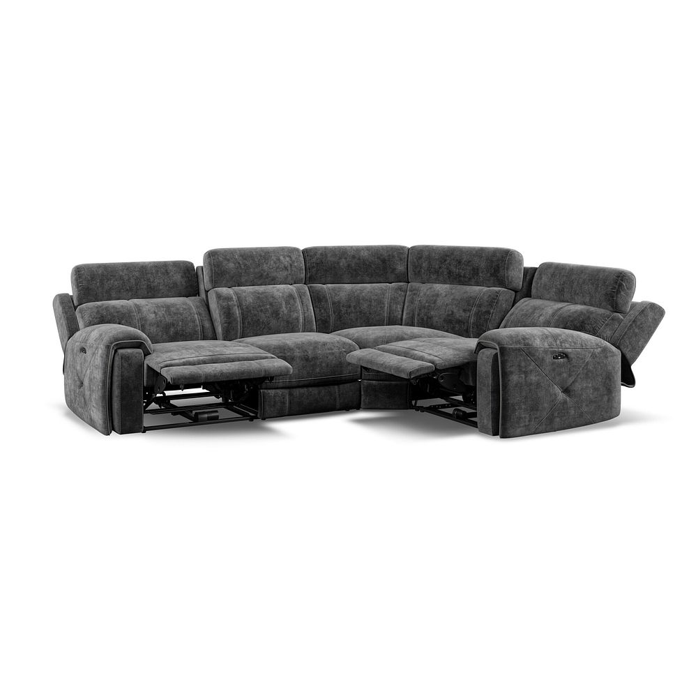 Leo Left Hand Corner Recliner Sofa with Adjustable Headrests in Descent Charcoal Fabric Thumbnail 2