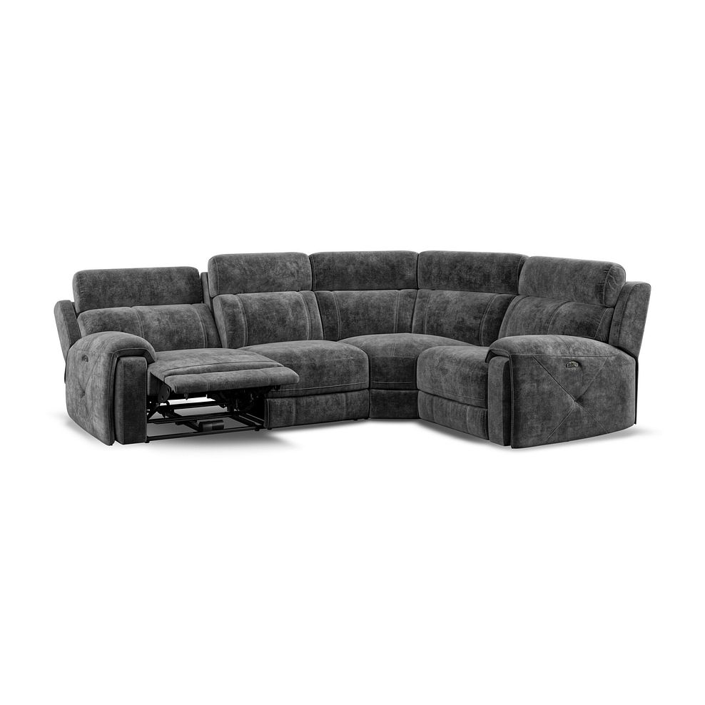 Leo Left Hand Corner Recliner Sofa with Adjustable Headrests in Descent Charcoal Fabric Thumbnail 4