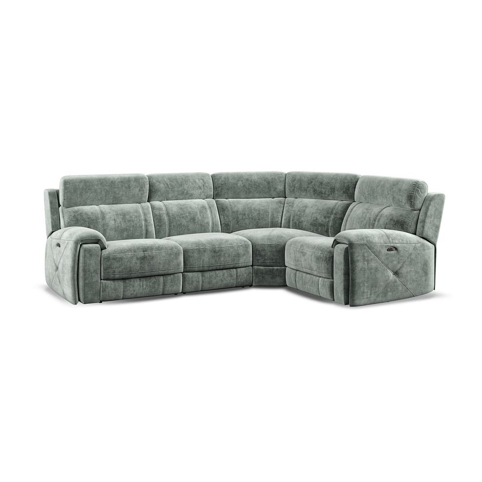 Leo Left Hand Corner Recliner Sofa with Adjustable Headrests in Descent Pewter Fabric
