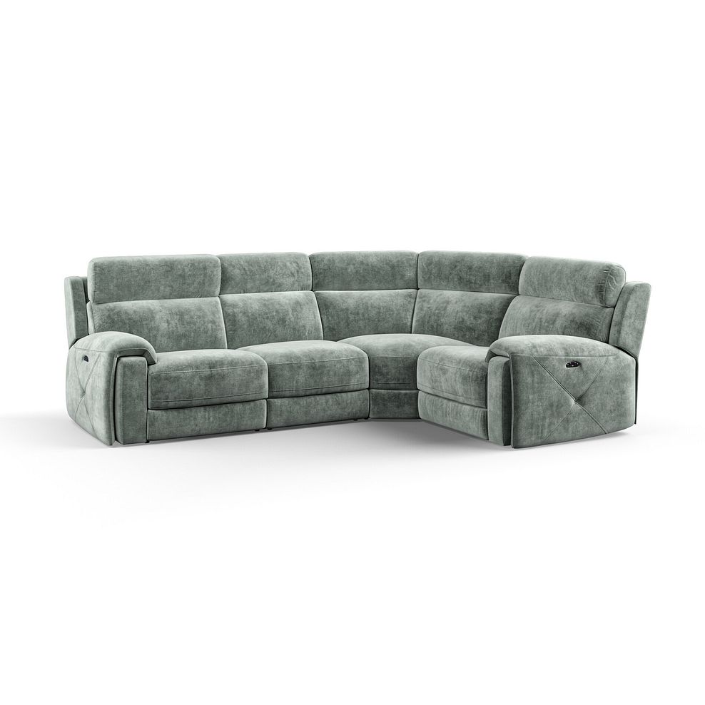 Leo Left Hand Corner Recliner Sofa with Adjustable Headrests in Descent Pewter Fabric 1