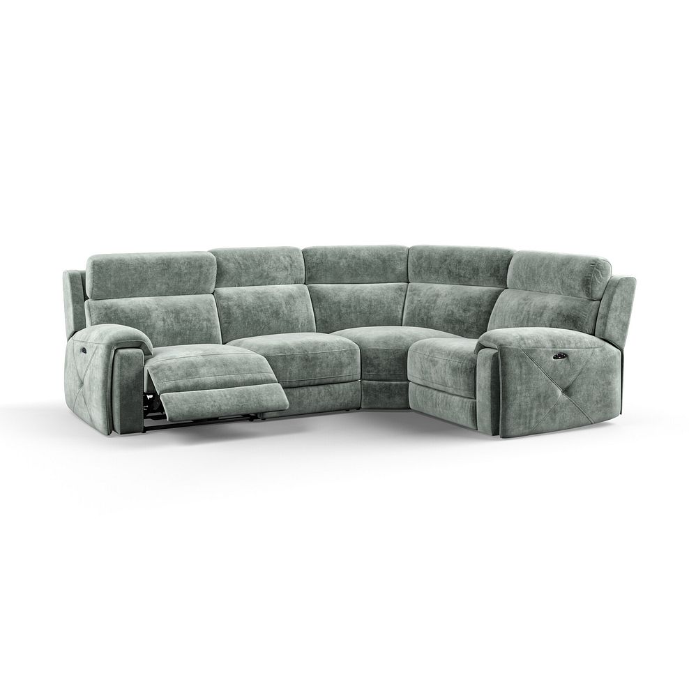 Leo Left Hand Corner Recliner Sofa with Adjustable Headrests in Descent Pewter Fabric 2