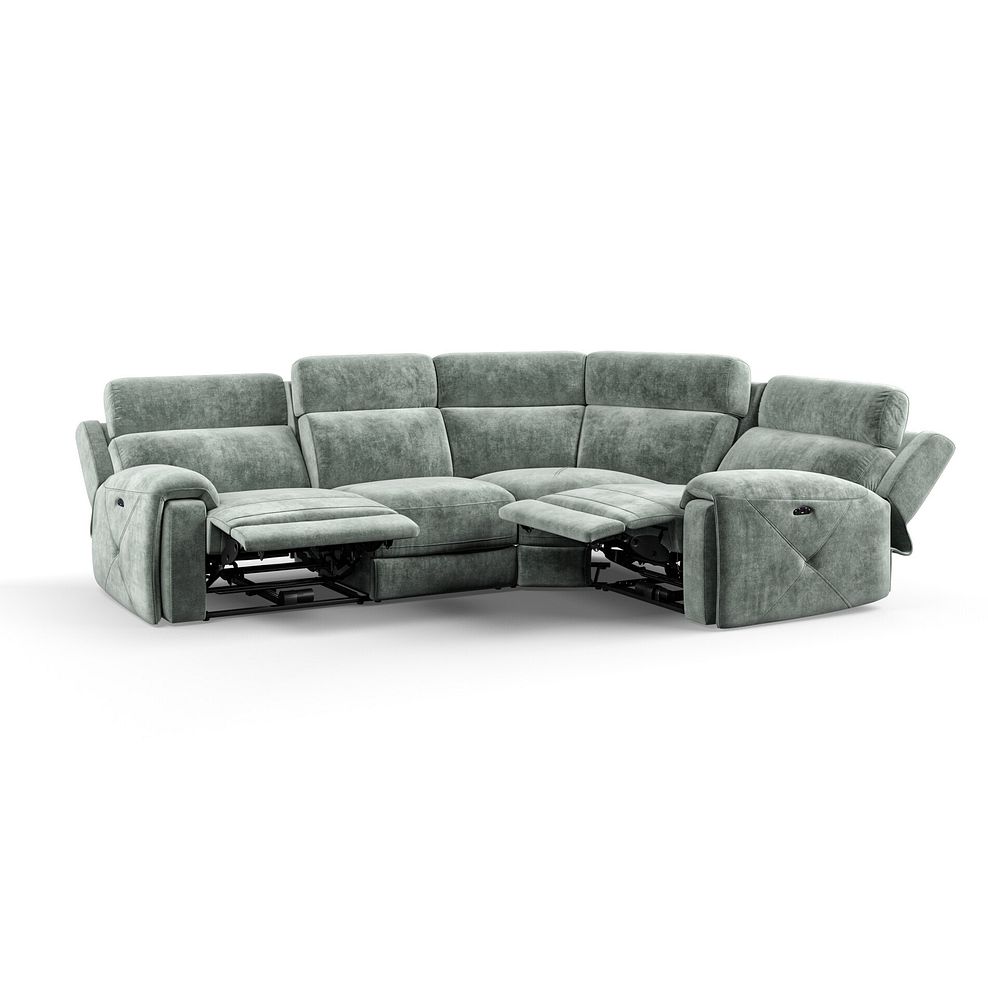 Leo Left Hand Corner Recliner Sofa with Adjustable Headrests in Descent Pewter Fabric 4
