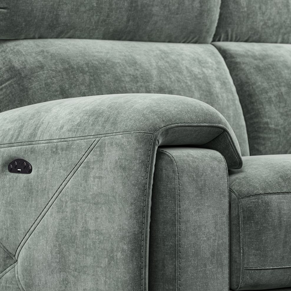 Leo Left Hand Corner Recliner Sofa with Adjustable Headrests in Descent Pewter Fabric 11