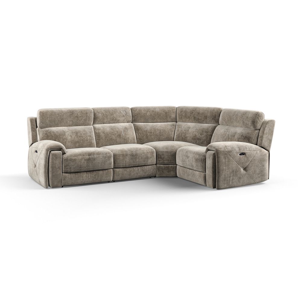Leo Left Hand Corner Recliner Sofa with Adjustable Headrests in Descent Taupe Fabric 1