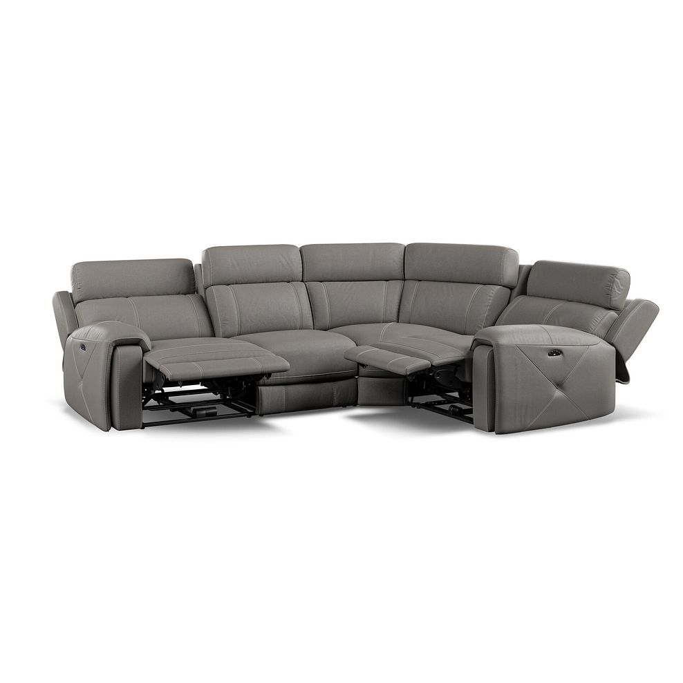 Leo Left Hand Corner Recliner Sofa with Adjustable Headrests in Elephant Grey Leather 4