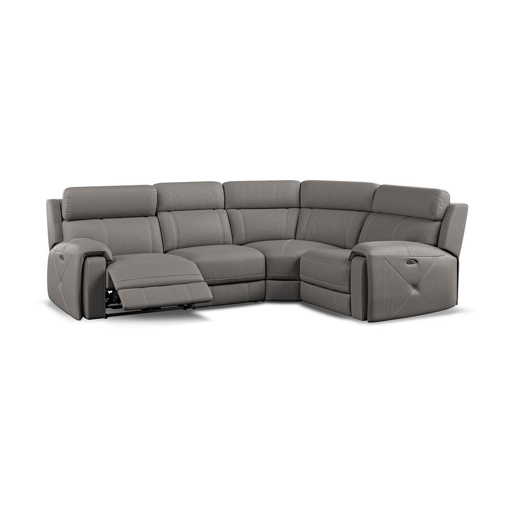 Leo Left Hand Corner Recliner Sofa with Adjustable Headrests in Elephant Grey Leather 2
