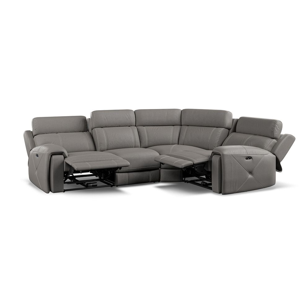 Leo Left Hand Corner Recliner Sofa with Adjustable Headrests in Elephant Grey Leather Thumbnail 2