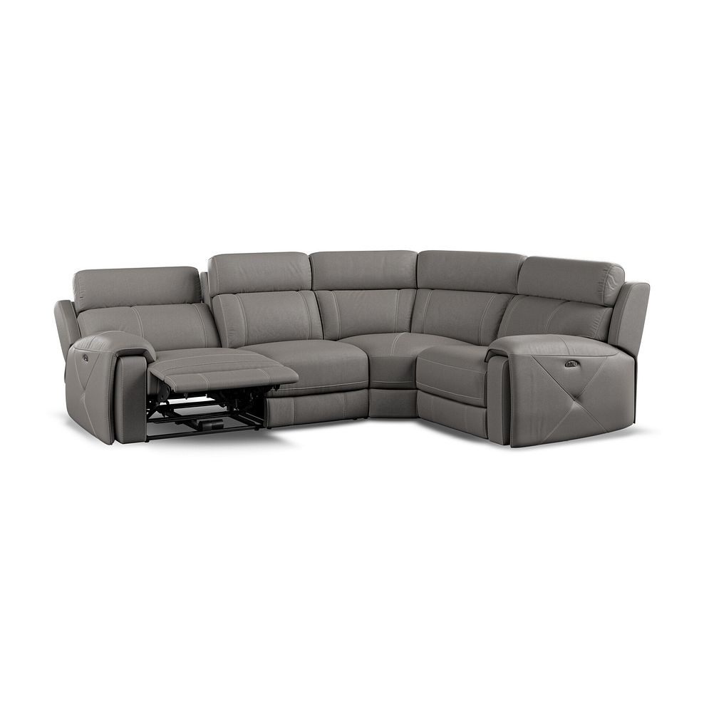 Leo Left Hand Corner Recliner Sofa with Adjustable Headrests in Elephant Grey Leather Thumbnail 4