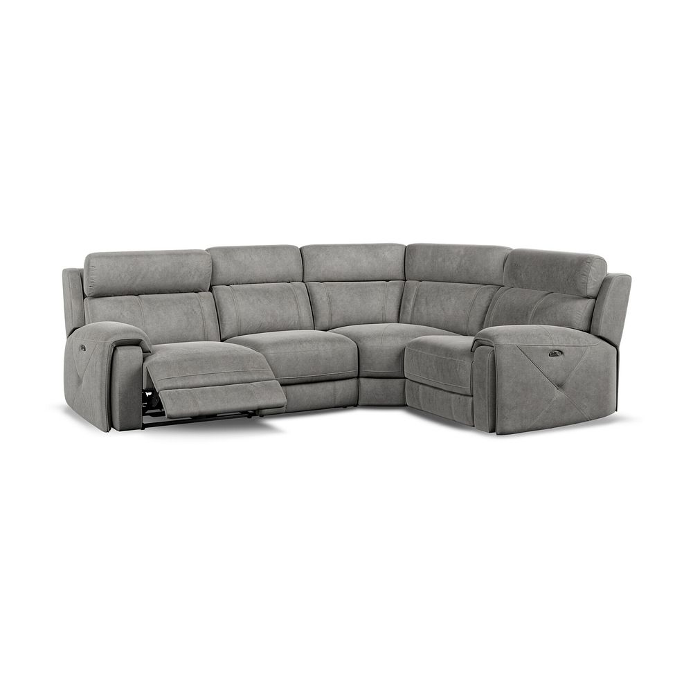 Leo Left Hand Corner Recliner Sofa with Adjustable Headrests in Maldives Dark Grey Fabric 2