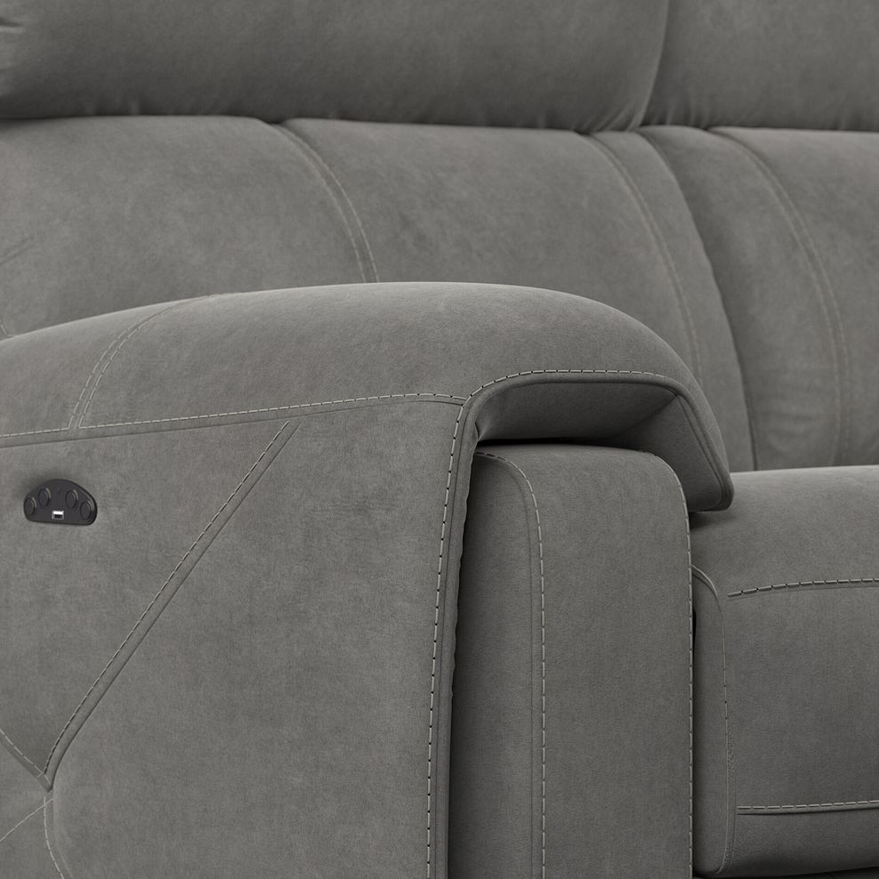 Leo Left Hand Corner Recliner Sofa with Adjustable Headrests in Maldives Dark Grey Fabric 10
