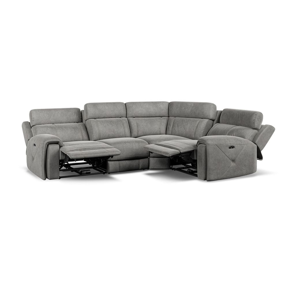 Leo Left Hand Corner Recliner Sofa with Adjustable Headrests in Maldives Dark Grey Fabric Thumbnail 2
