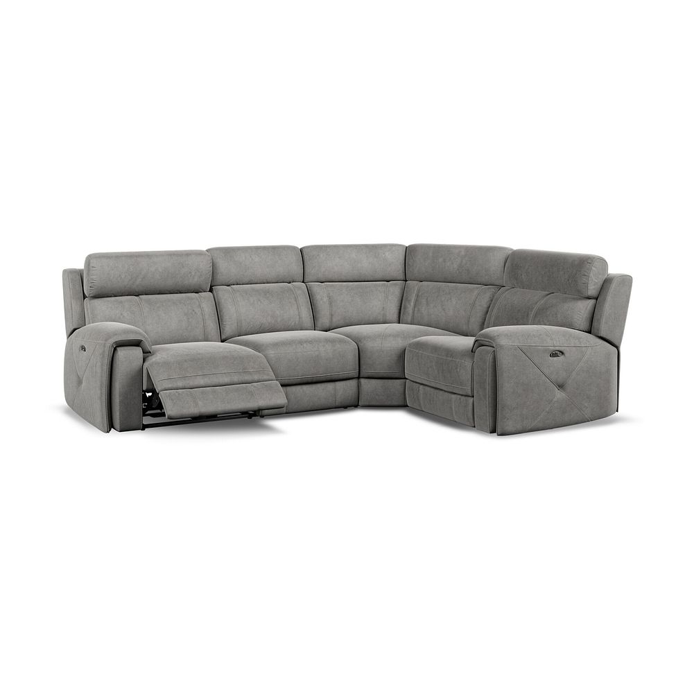 Leo Left Hand Corner Recliner Sofa with Adjustable Headrests in Maldives Dark Grey Fabric 3
