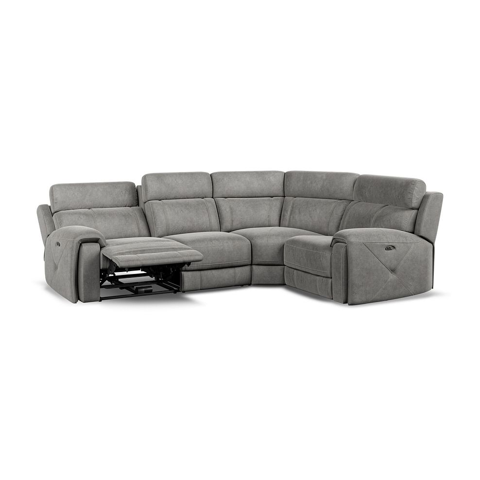 Leo Left Hand Corner Recliner Sofa with Adjustable Headrests in Maldives Dark Grey Fabric 4
