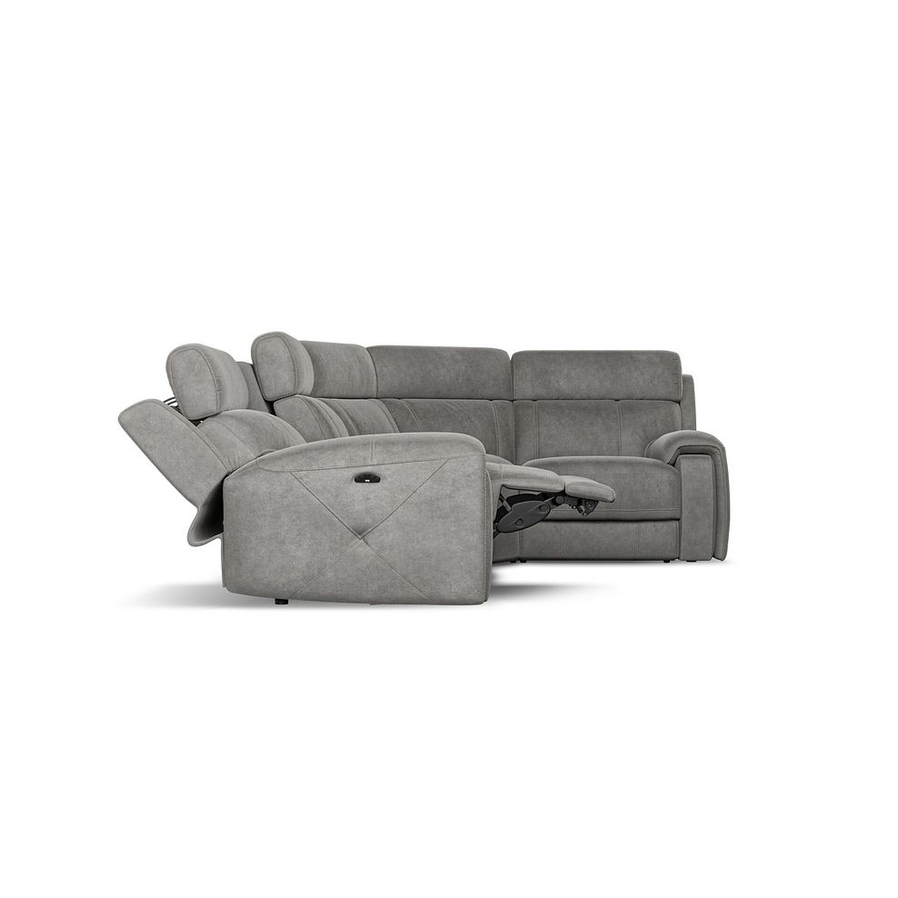 Leo Left Hand Corner Recliner Sofa with Adjustable Headrests in Maldives Dark Grey Fabric 8