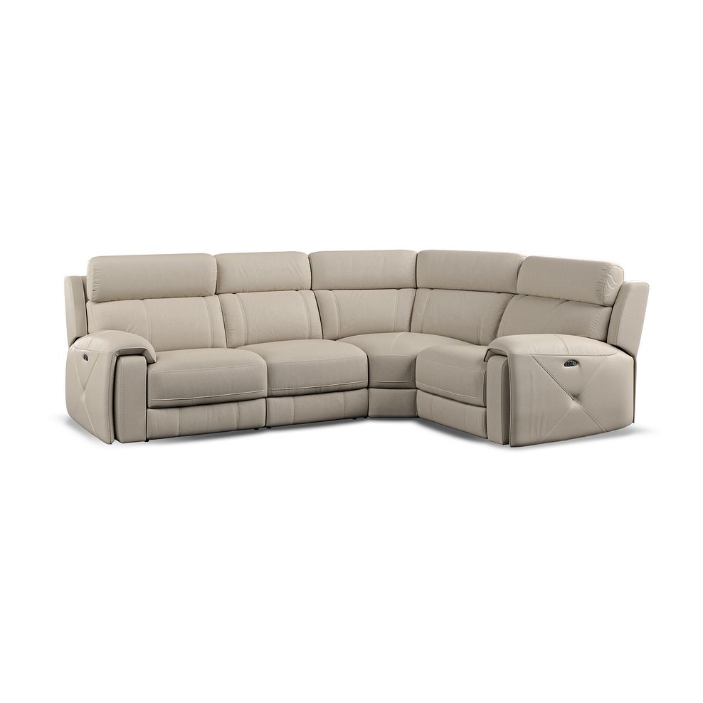 Leo Left Hand Corner Recliner Sofa with Adjustable Headrests in Pebble Leather