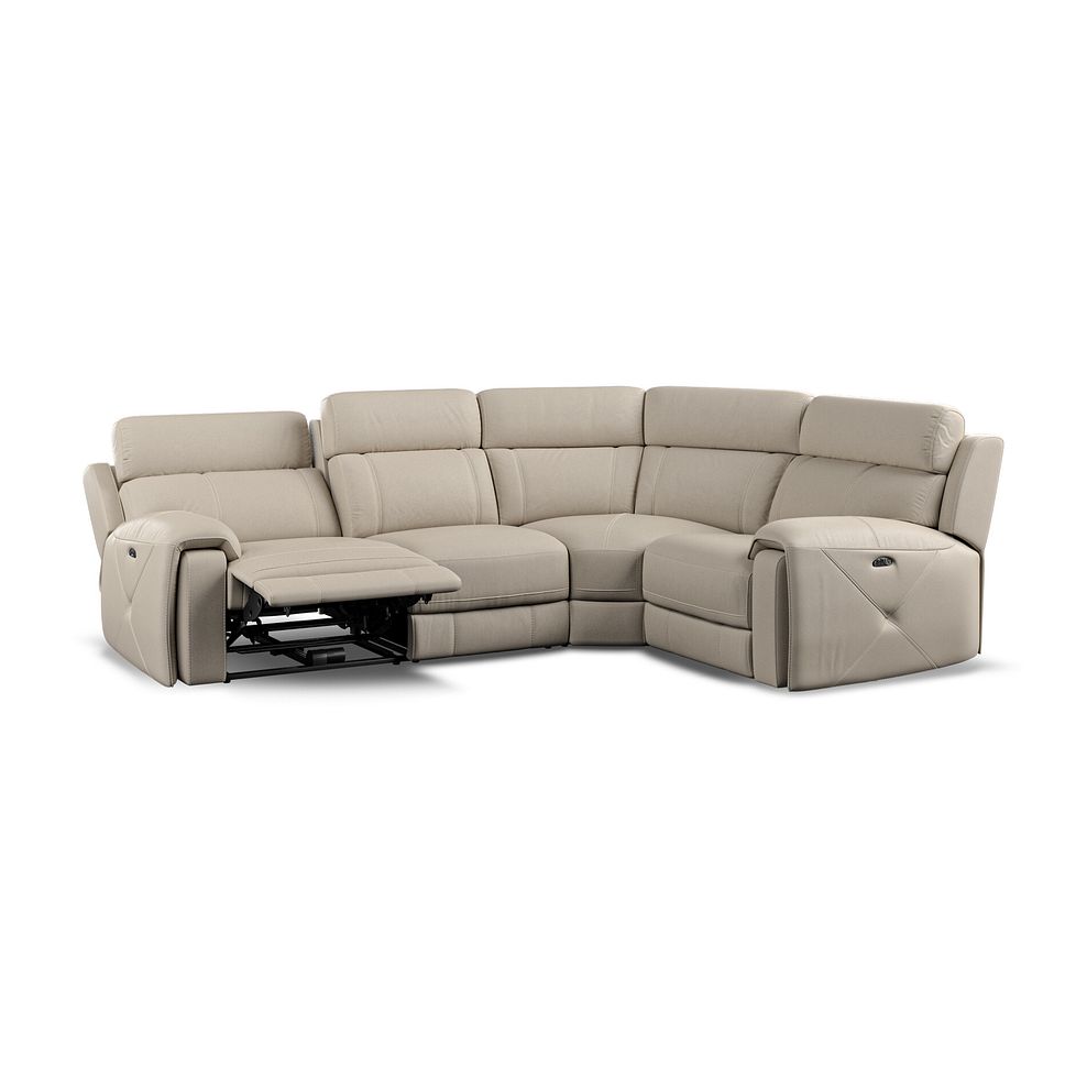 Leo Left Hand Corner Recliner Sofa with Adjustable Headrests in Pebble Leather Thumbnail 4