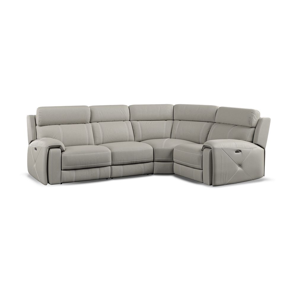 Leo Left Hand Corner Recliner Sofa with Adjustable Headrests in Taupe Leather Thumbnail 1