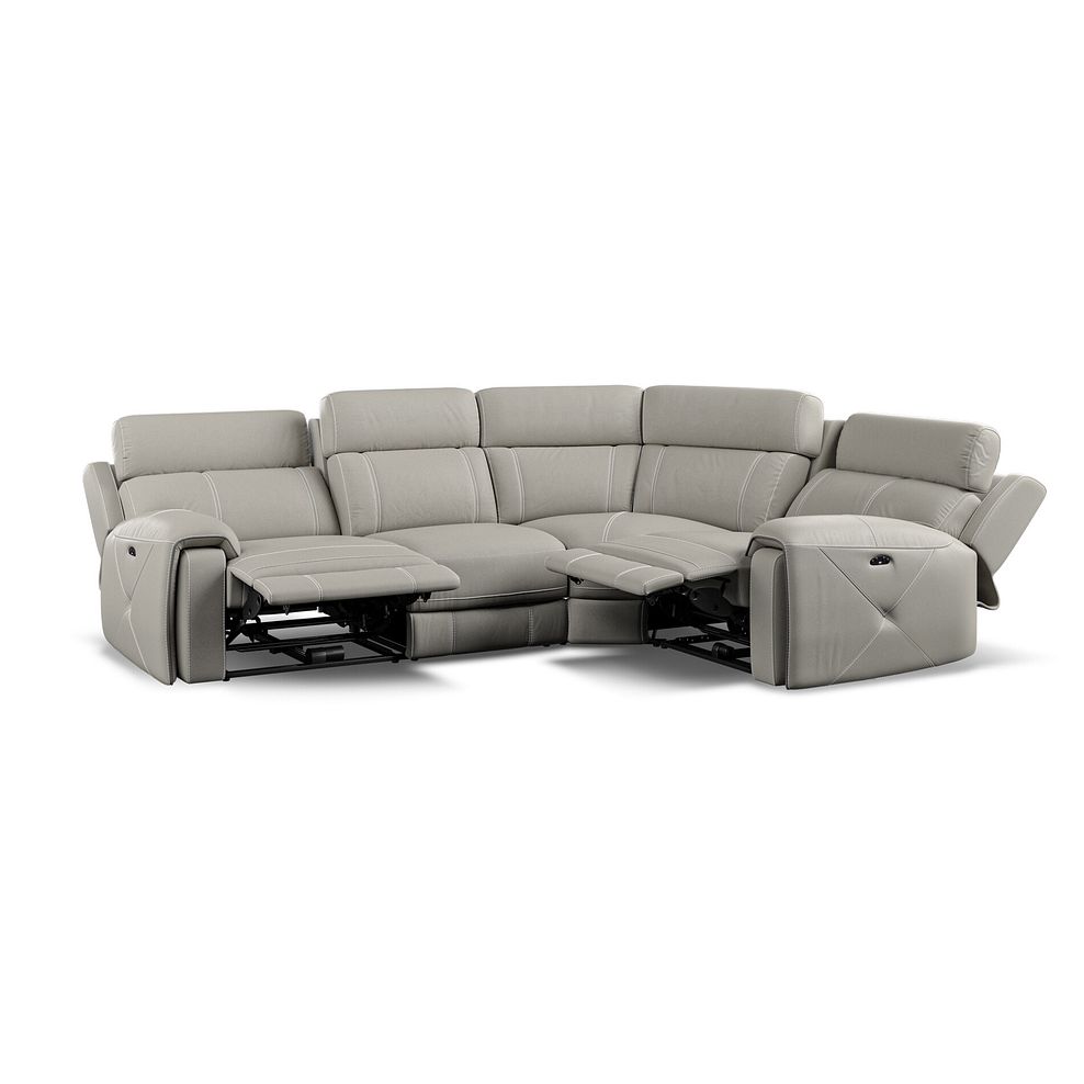 Leo Left Hand Corner Recliner Sofa with Adjustable Headrests in Taupe Leather Thumbnail 2