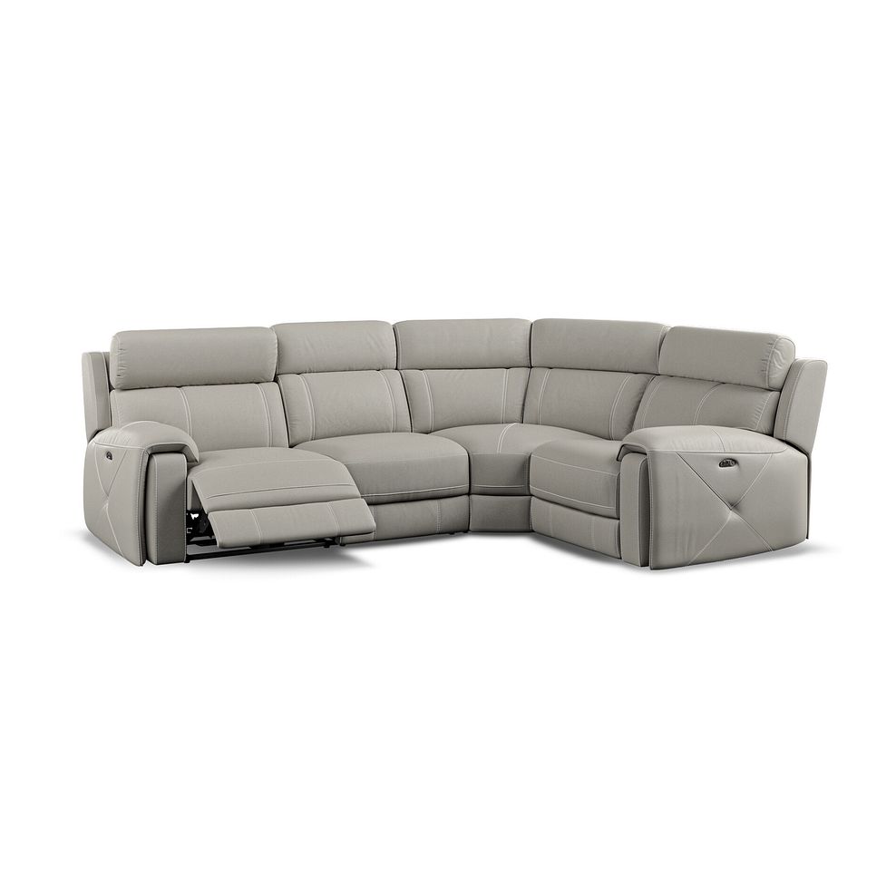 Leo Left Hand Corner Recliner Sofa with Adjustable Headrests in Taupe Leather 3