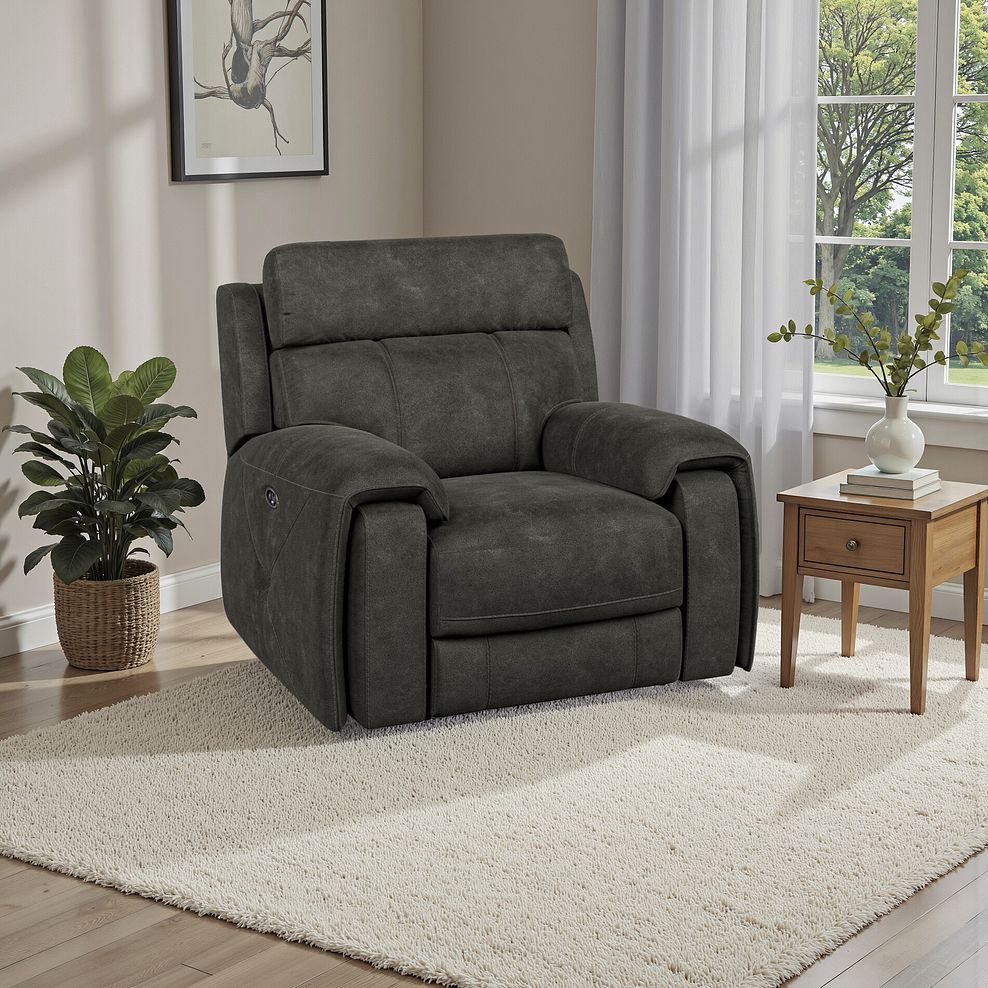 Leo Recliner Armchair in Billy Joe Grey Fabric 1