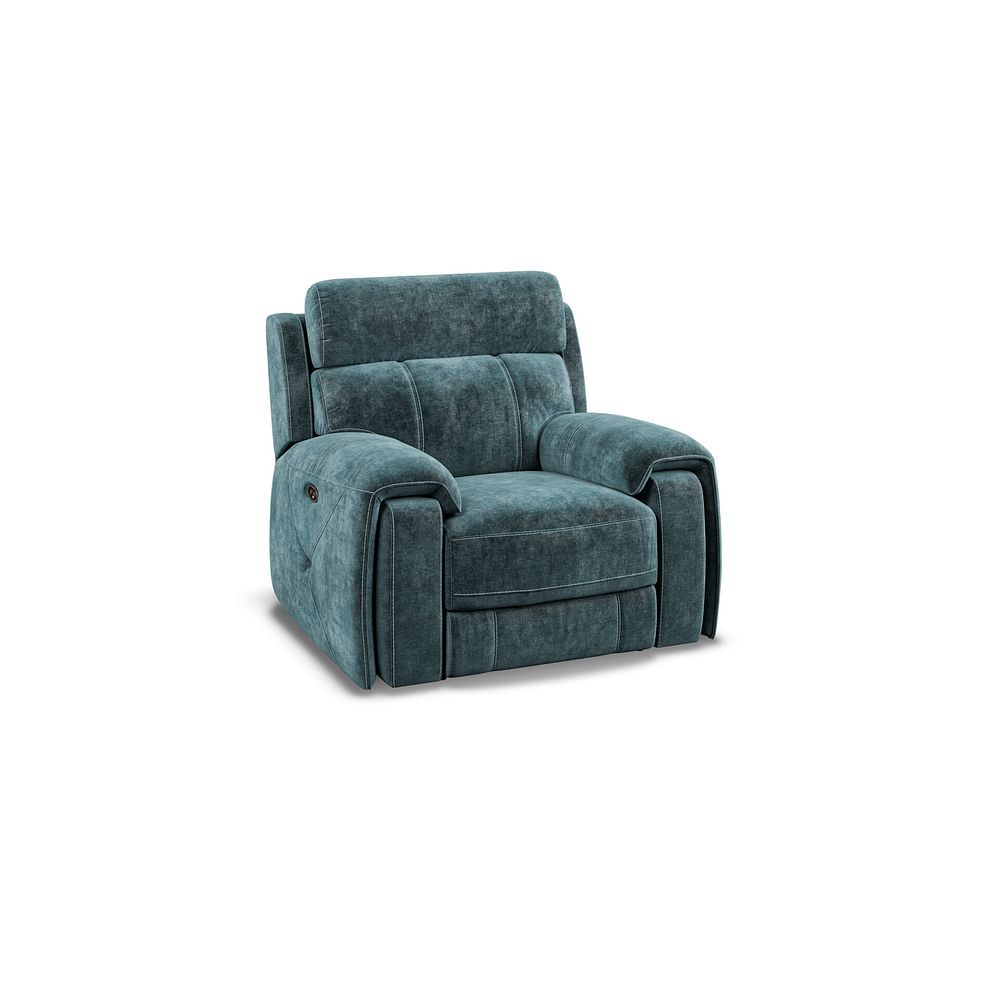 Leo Recliner Armchair in Descent Blue Fabric 1