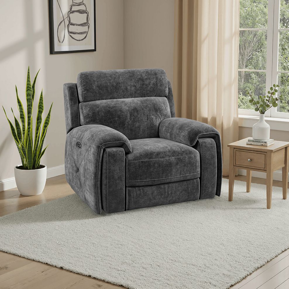 Leo Recliner Armchair in Descent Charcoal Fabric 13