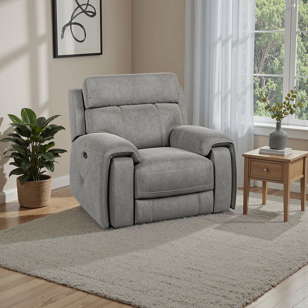 Leo Recliner Armchair in Maldives Dark Grey Fabric 1