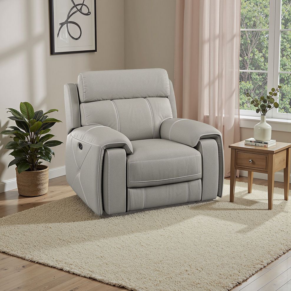 Leo Recliner Armchair in Taupe Leather 1
