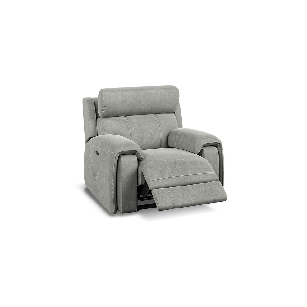 Leo Recliner Armchair with Adjustable Headrest in Billy Joe Dove Grey Fabric Thumbnail 2