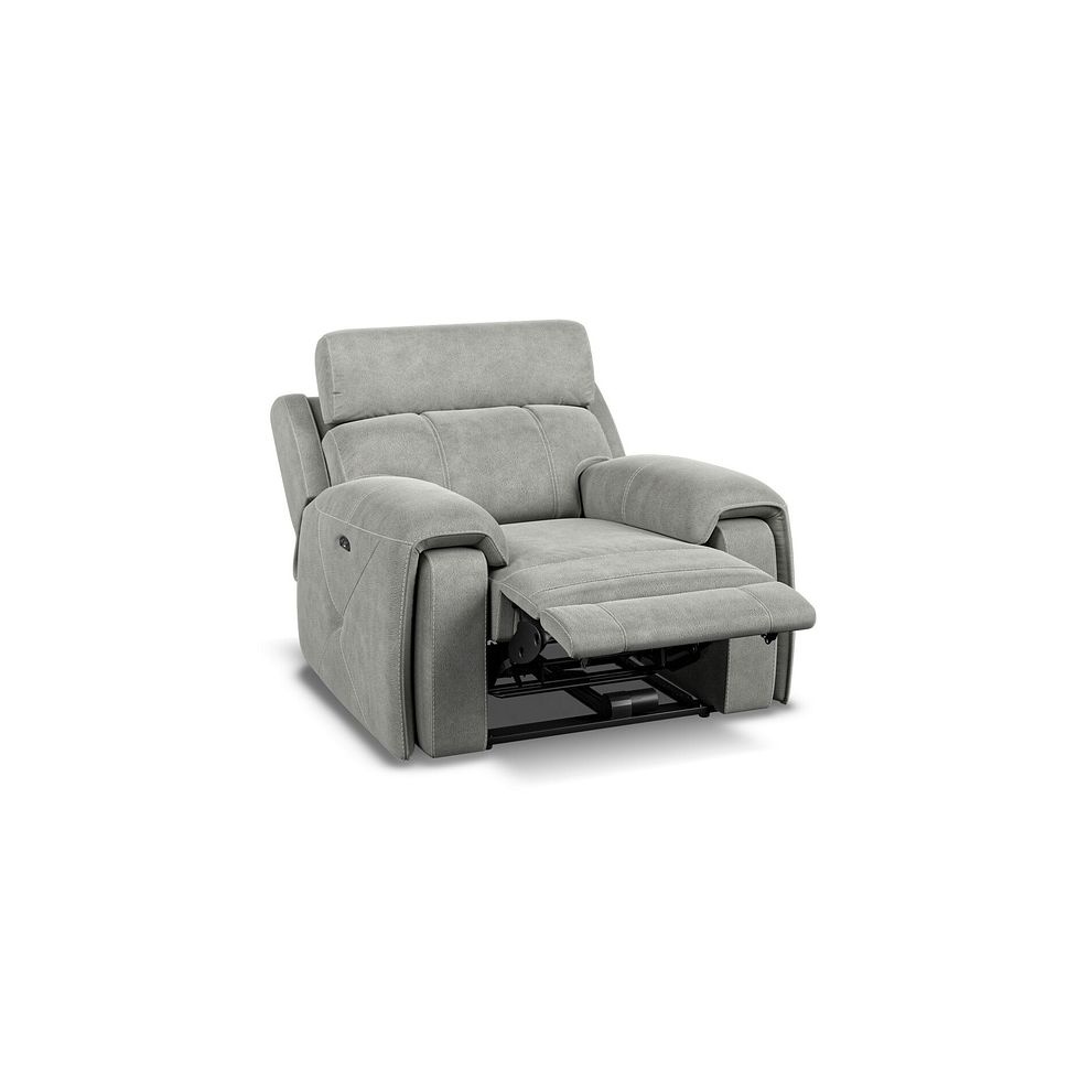 Leo Recliner Armchair with Adjustable Headrest in Billy Joe Dove Grey Fabric Thumbnail 3