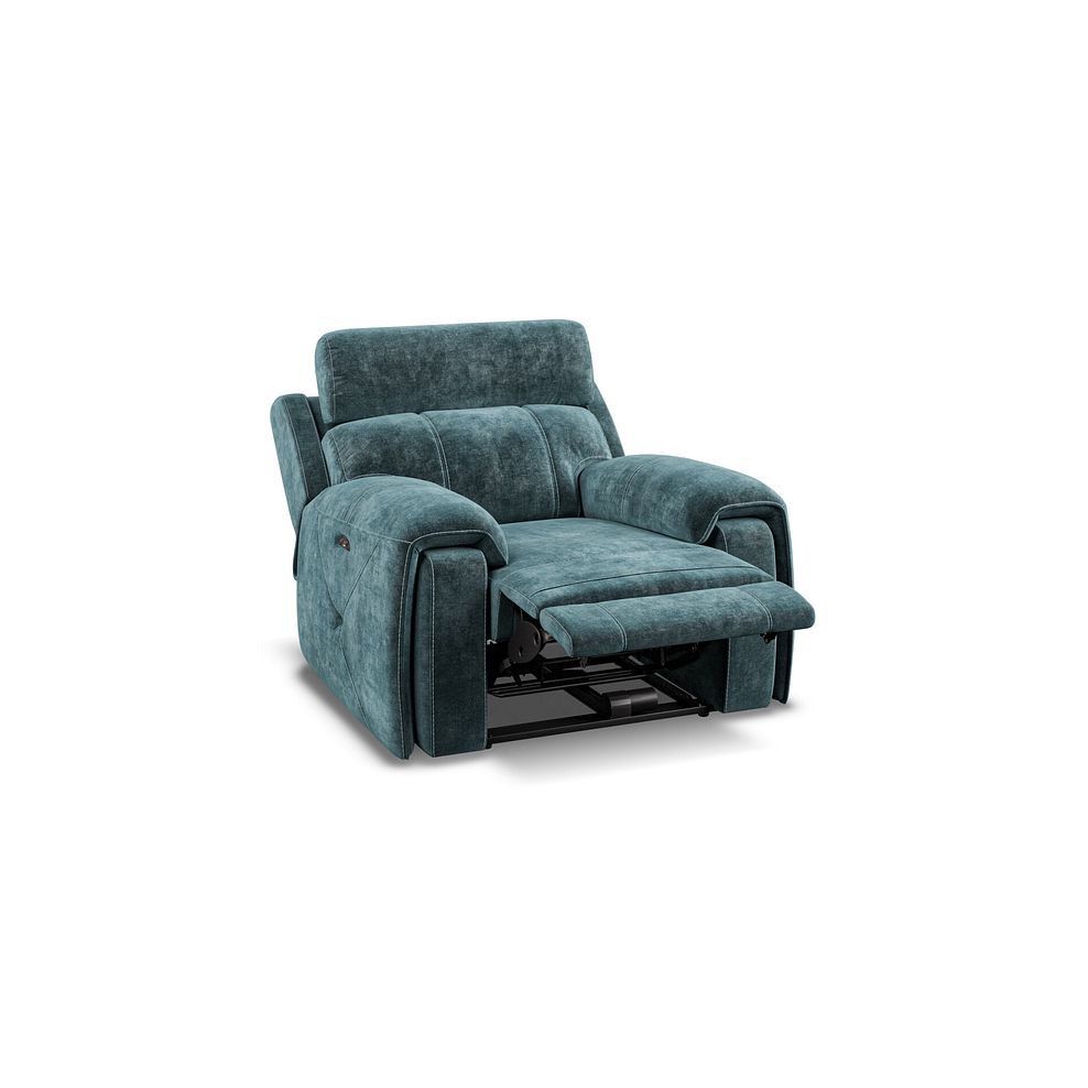 Leo Recliner Armchair with Adjustable Headrest in Descent Blue Fabric Thumbnail 3