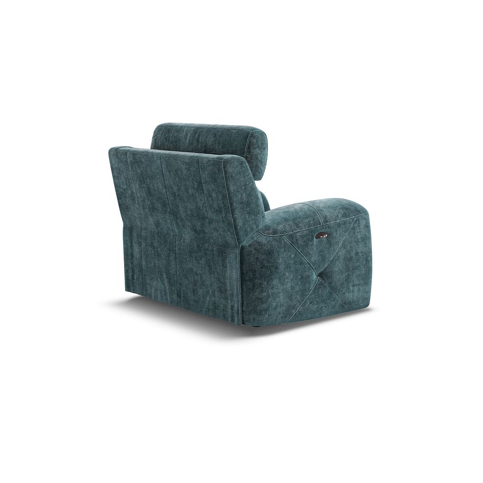 Leo Recliner Armchair with Adjustable Headrest in Descent Blue Fabric Thumbnail 4