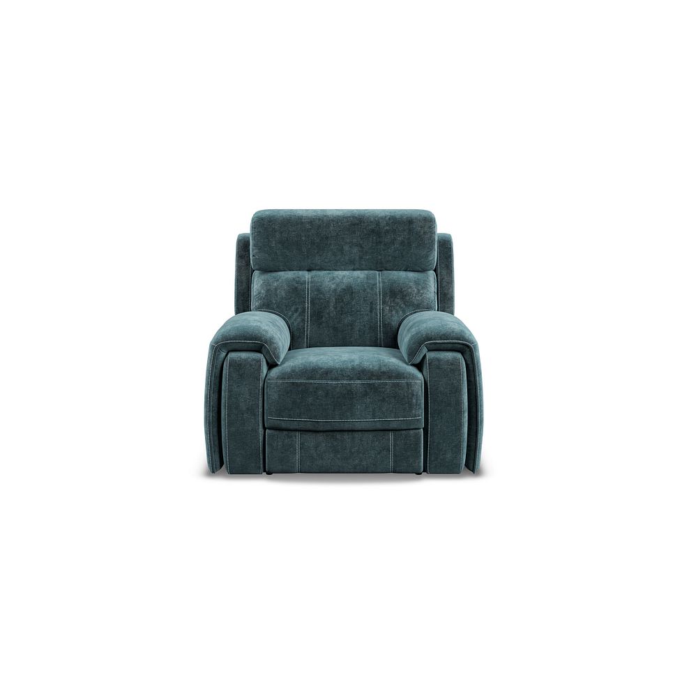 Leo Recliner Armchair with Adjustable Headrest in Descent Blue Fabric Thumbnail 5
