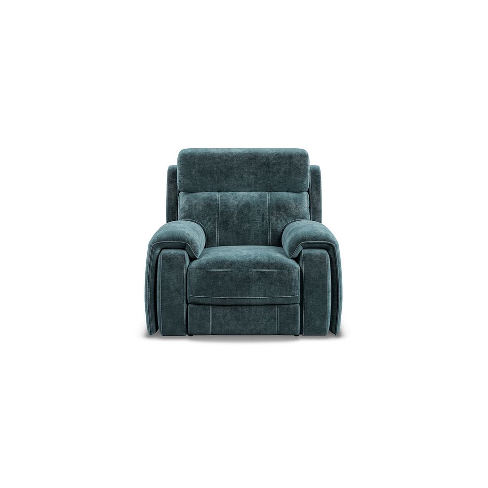 Leo Recliner Armchair with Adjustable Headrest in Descent Blue Fabric Thumbnail 2
