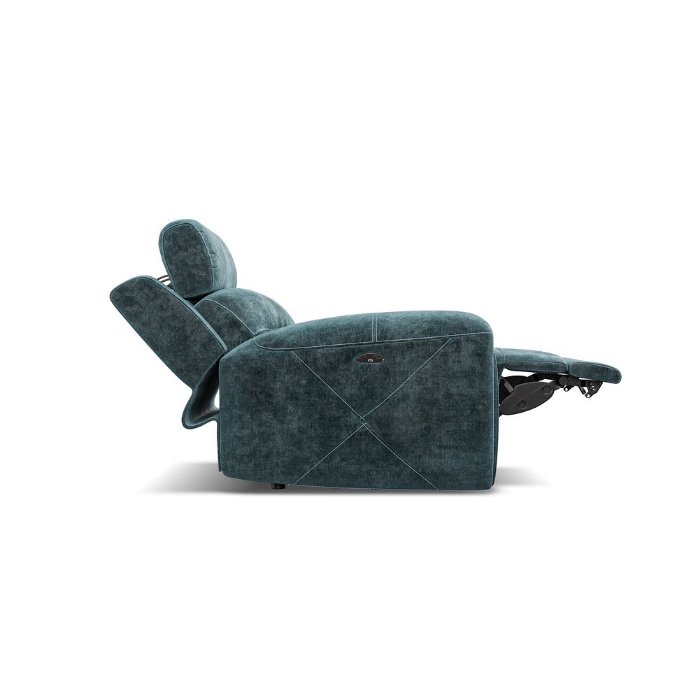 Leo Recliner Armchair with Adjustable Headrest in Descent Blue Fabric 7