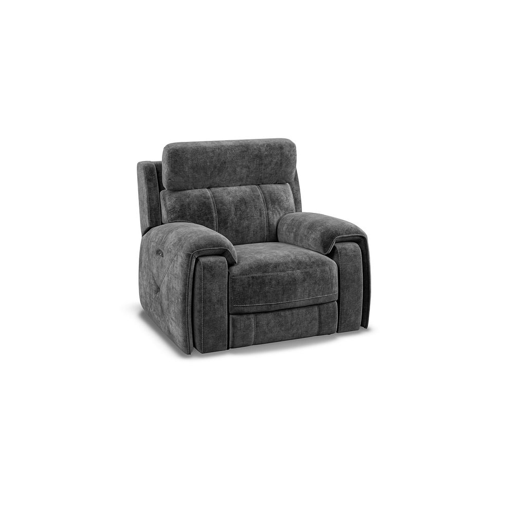 Leo Recliner Armchair with Adjustable Headrest in Descent Charcoal Fabric