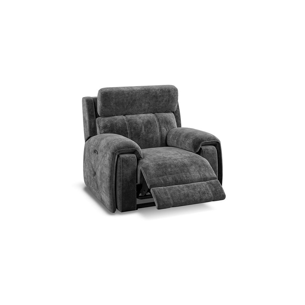 Leo Recliner Armchair with Adjustable Headrest in Descent Charcoal Fabric Thumbnail 3