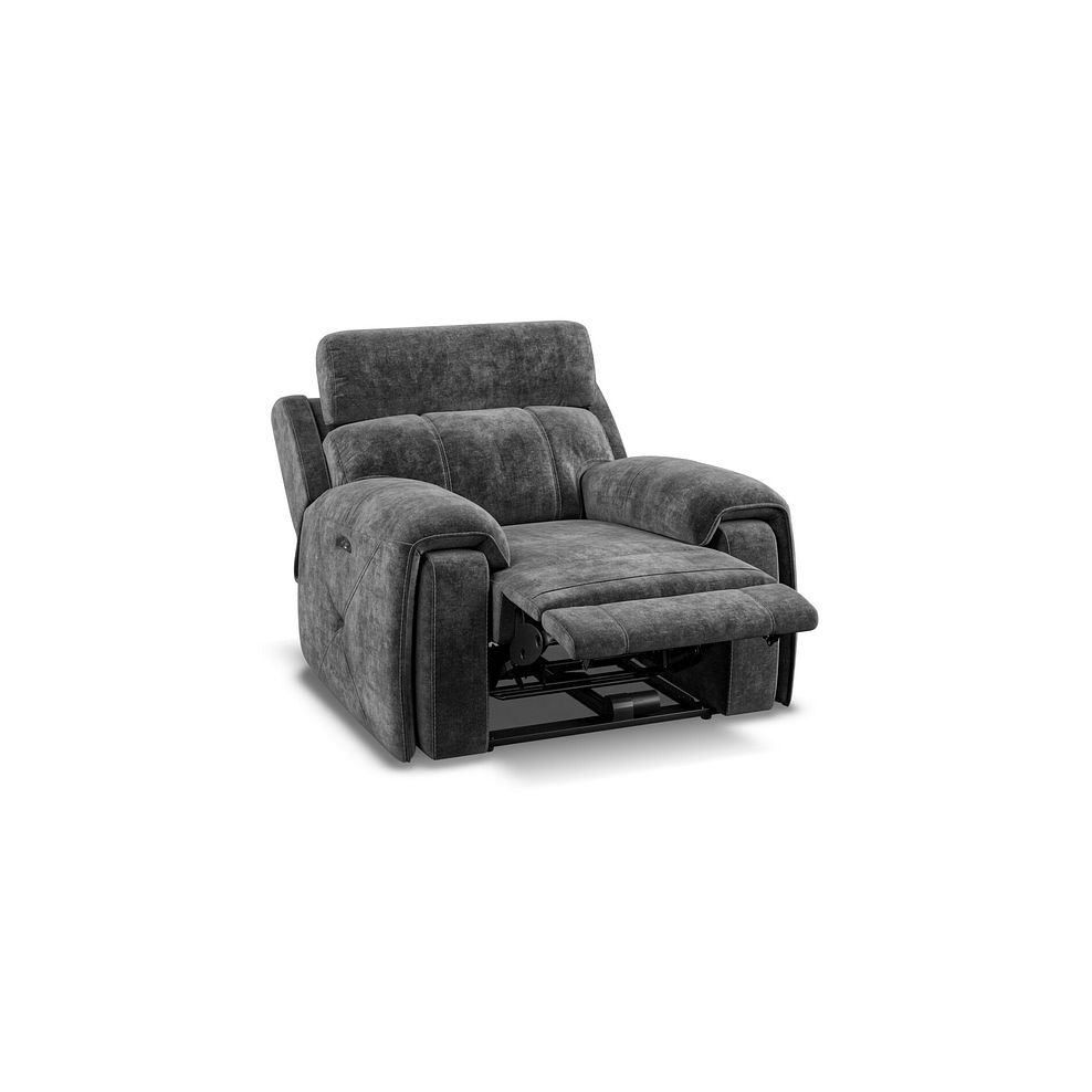 Leo Recliner Armchair with Adjustable Headrest in Descent Charcoal Fabric 4