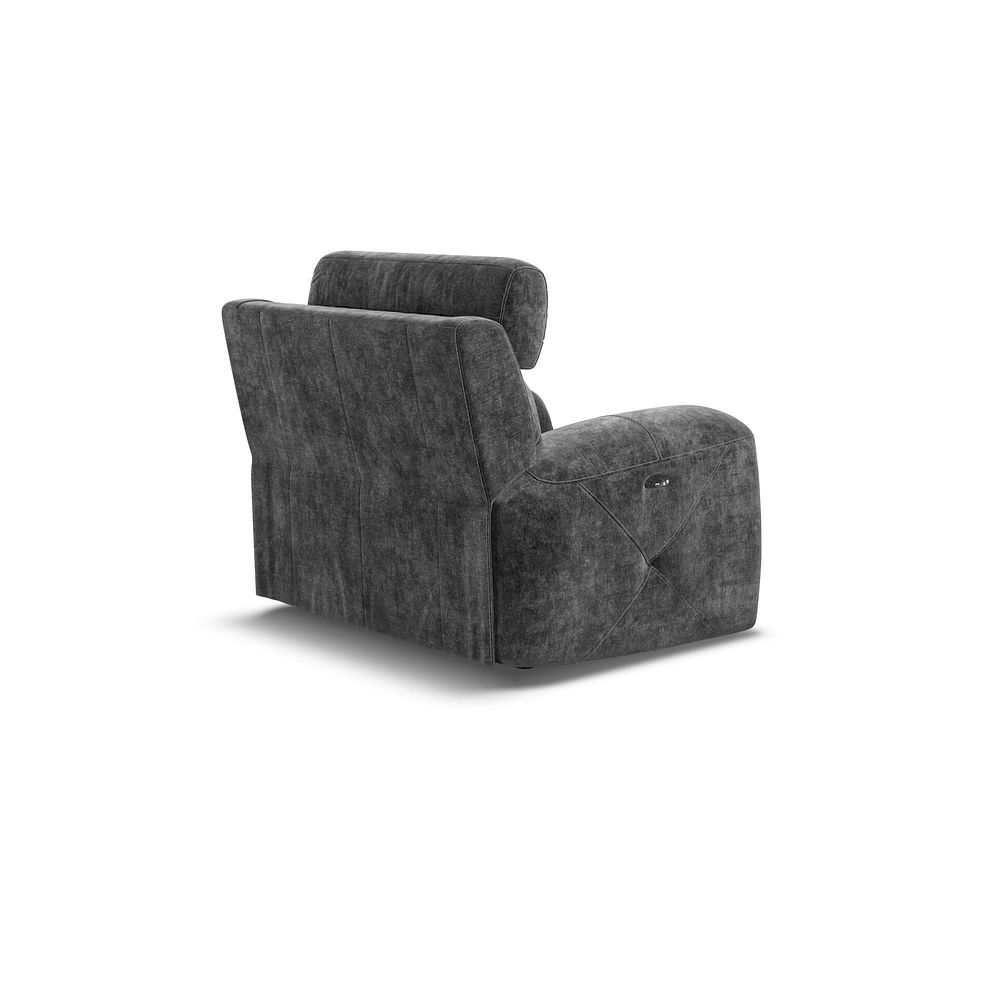 Leo Recliner Armchair with Adjustable Headrest in Descent Charcoal Fabric Thumbnail 5