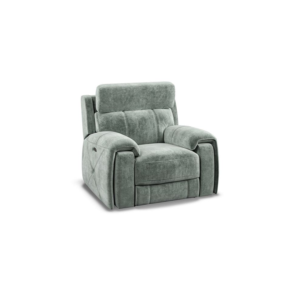 Leo Recliner Armchair with Adjustable Headrest in Descent Pewter Fabric 1