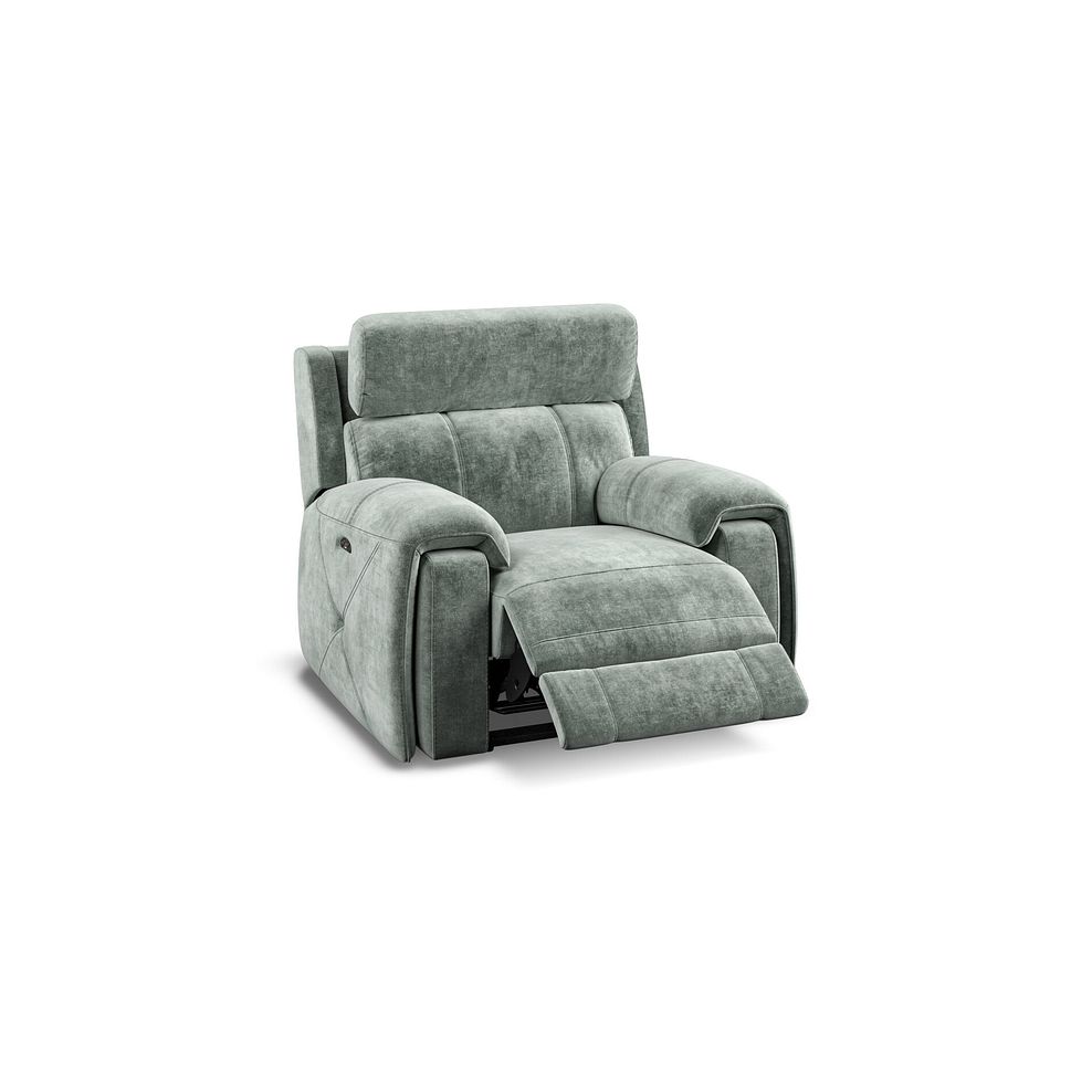 Leo Recliner Armchair with Adjustable Headrest in Descent Pewter Fabric Thumbnail 3