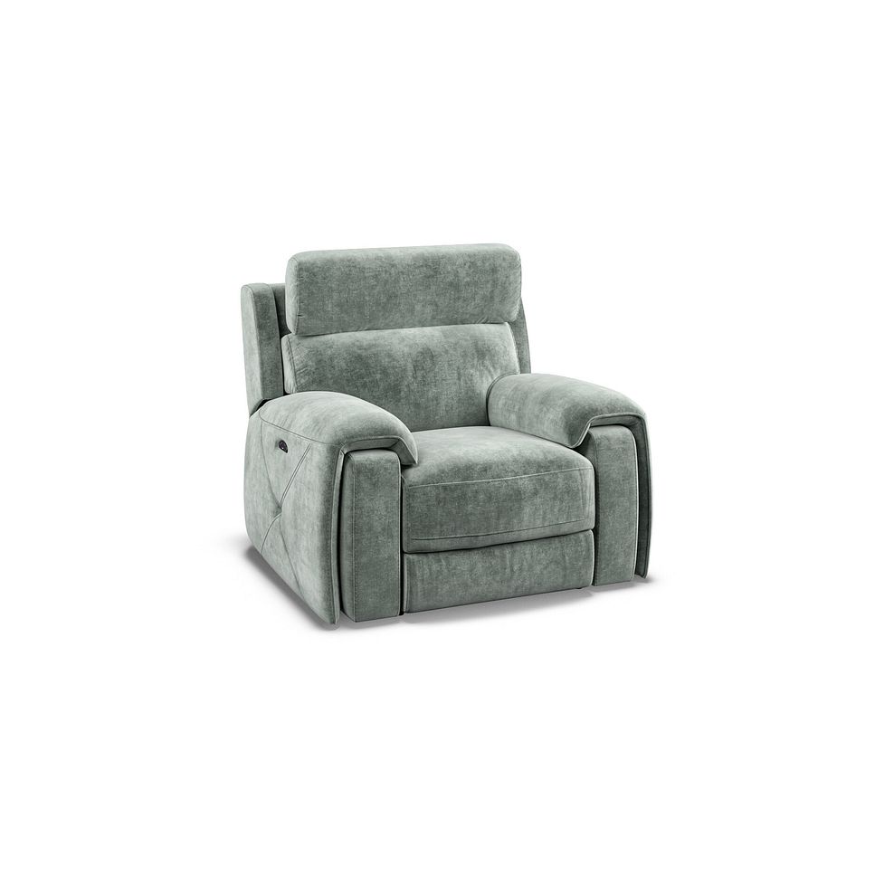 Leo Recliner Armchair with Adjustable Headrest in Descent Pewter Fabric 2