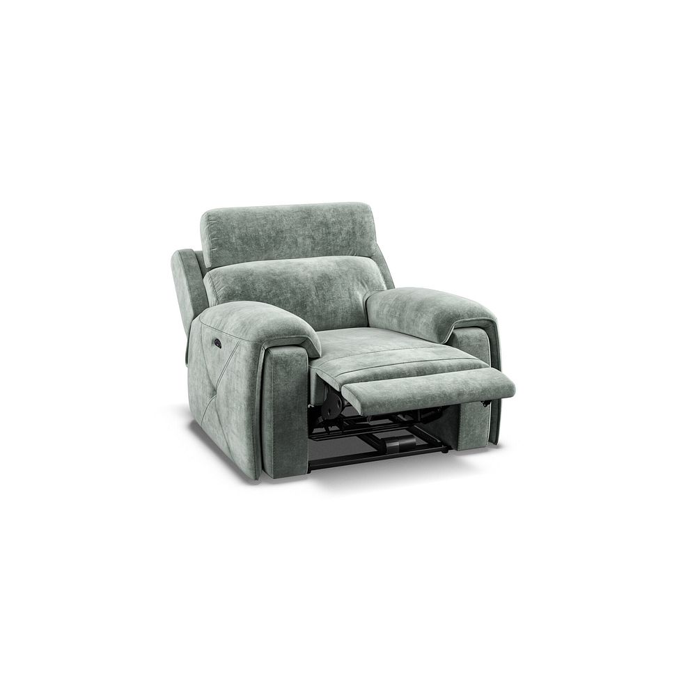 Leo Recliner Armchair with Adjustable Headrest in Descent Pewter Fabric 4