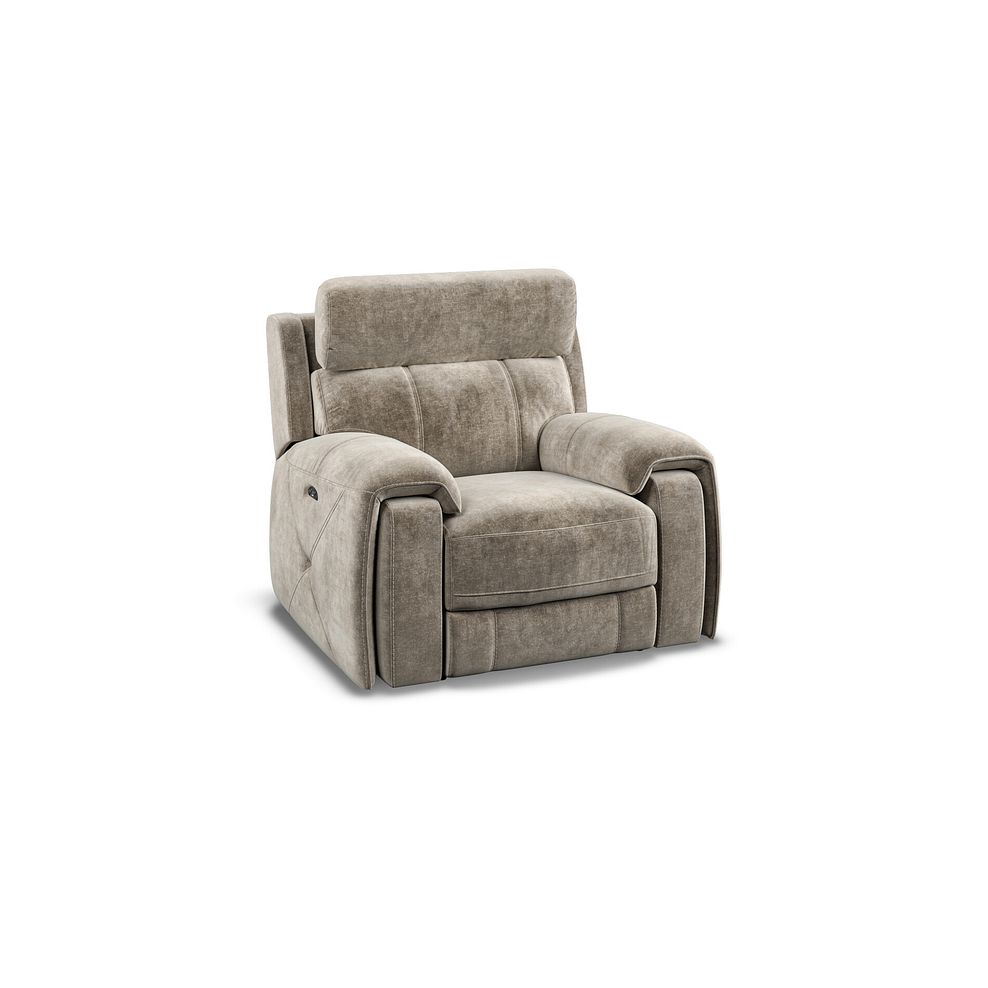 Leo Recliner Armchair with Adjustable Headrest in Descent Taupe Fabric