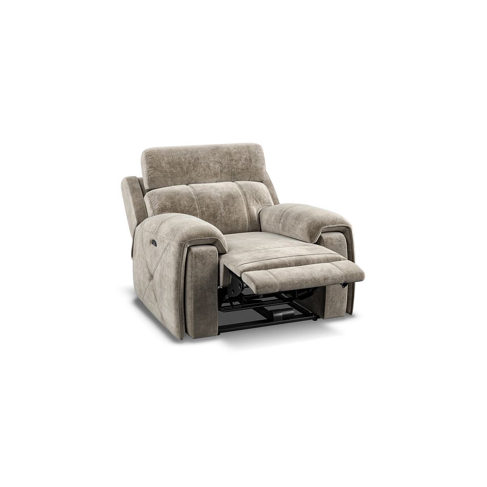 Leo Recliner Armchair with Adjustable Headrest in Descent Taupe Fabric Thumbnail 4